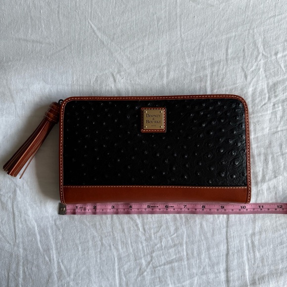 Dooney & Bourke Black and Brown Ostrich-Embossed Wallet - Picture 2 of 8